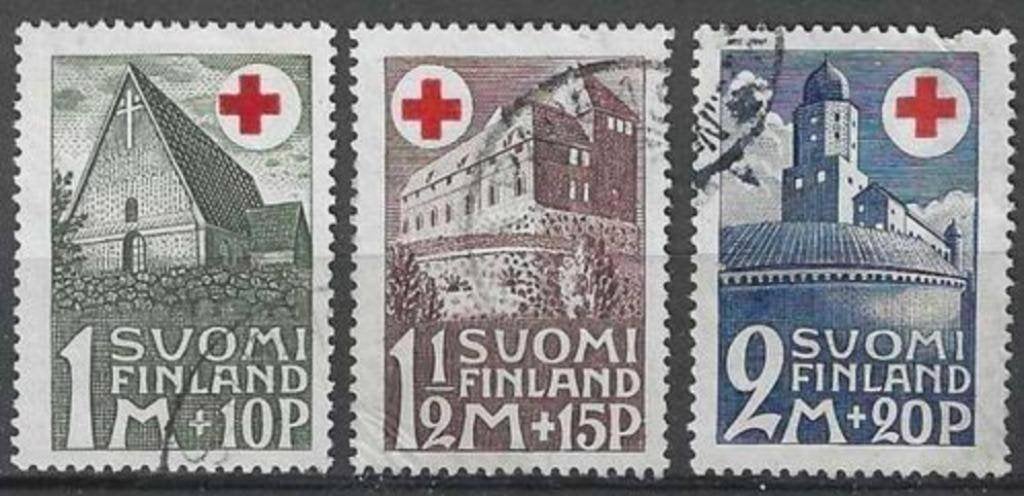 Finlande 1930 - Yvert 161-163 - Croix-Rouge - Bâtiments (ST), Envoi, Finlande, Affranchi
