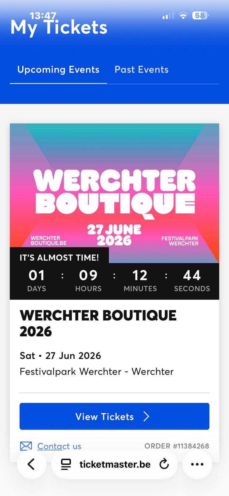 1 ticket te koop voor boutique! 70€
