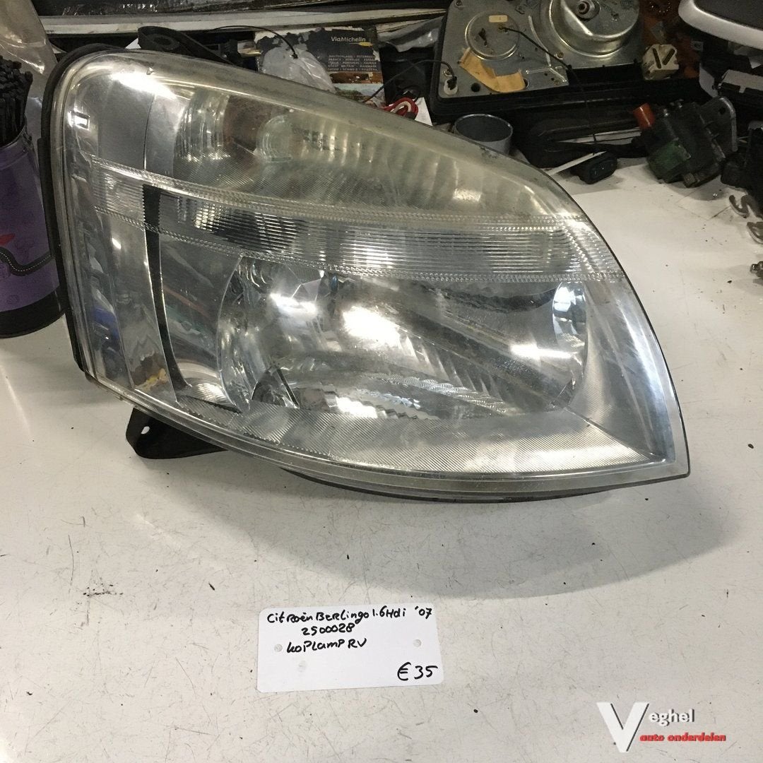 Citroen Berlingo 1.6 HDI 2007 Wagennr 2500028 Koplamp Rechts, -, Utilisé, -, -
