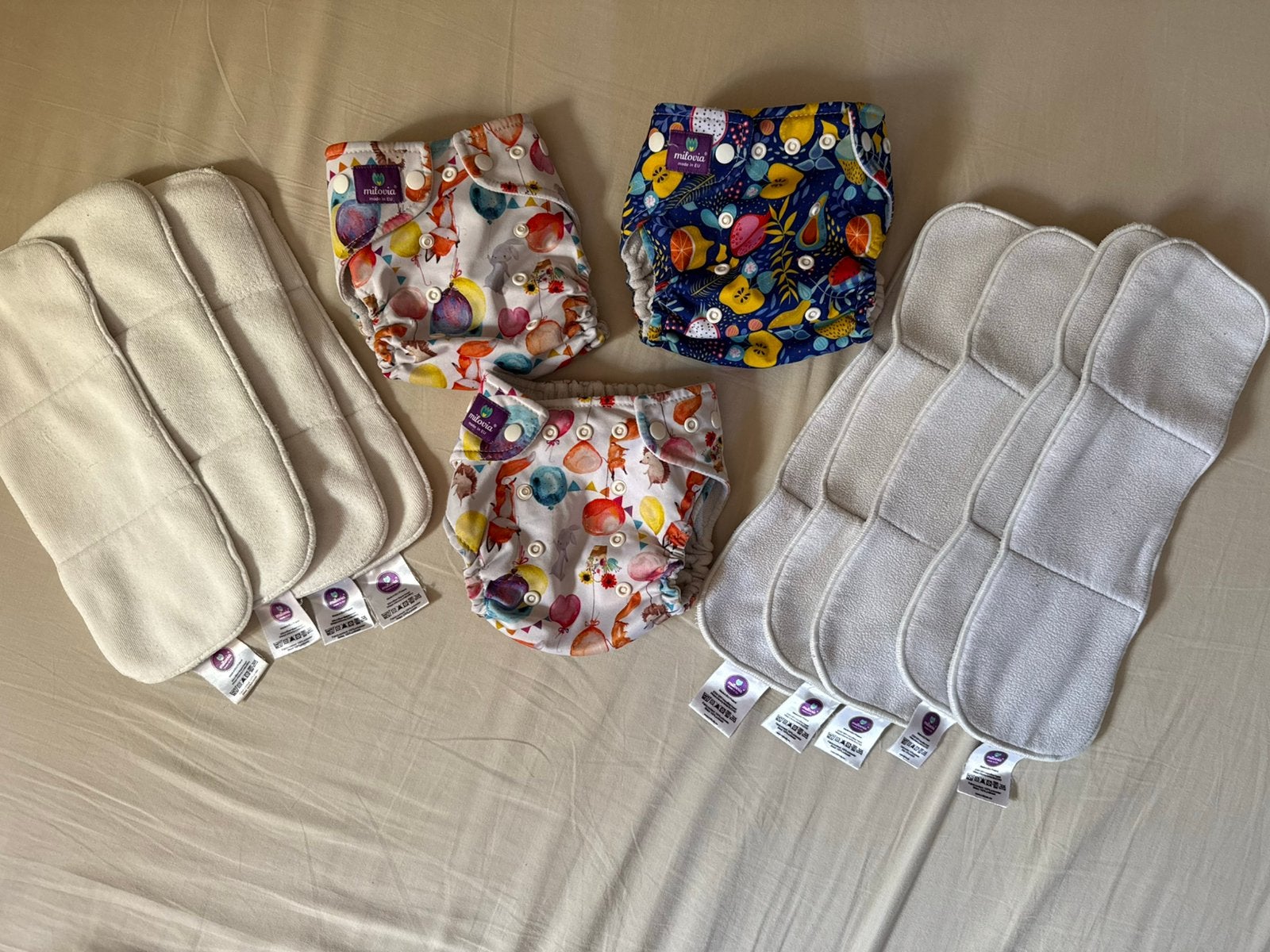 Pakket wasbare luiers Milovia, Kinderen en Baby's, Ophalen of Verzenden, Gebruikt, Jongetje of Meisje