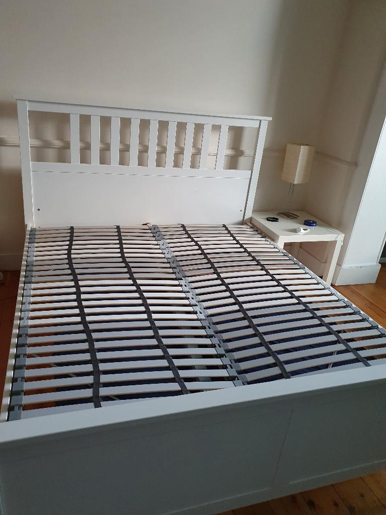 Cadre de lit et sommier (160x200), Maison & Meubles, Queen size, Enlèvement, Utilisé, 200 cm