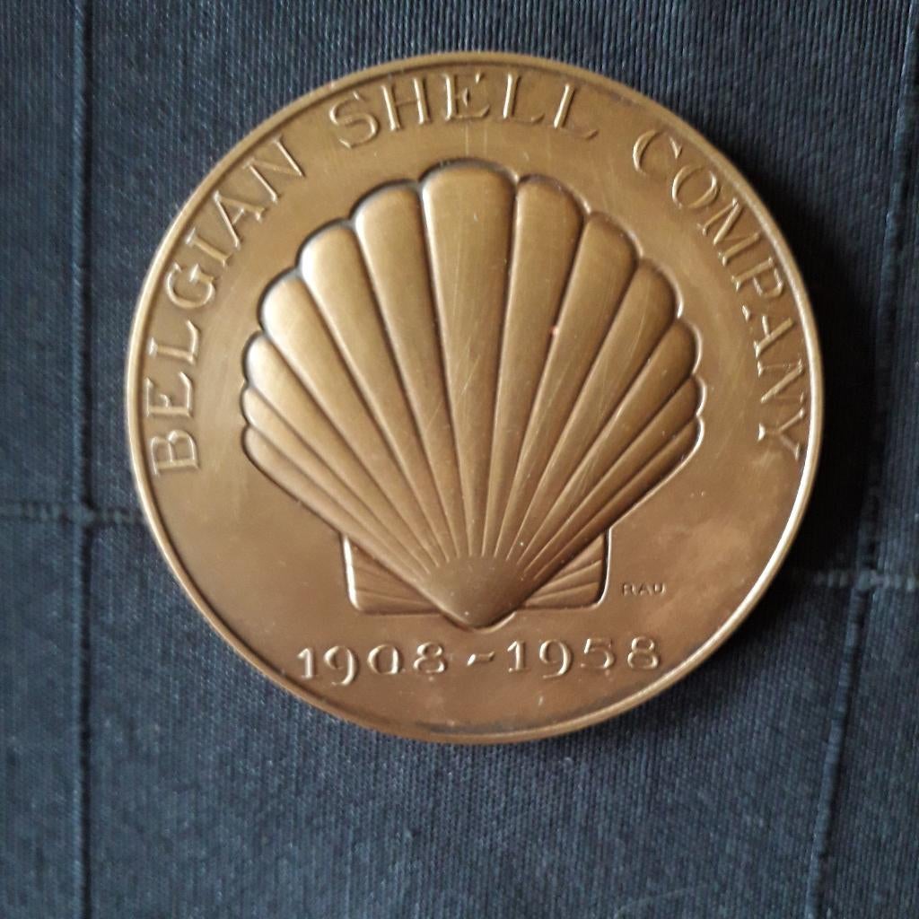 Bronzen medaille van Shell Belgium, Ophalen of Verzenden, Brons
