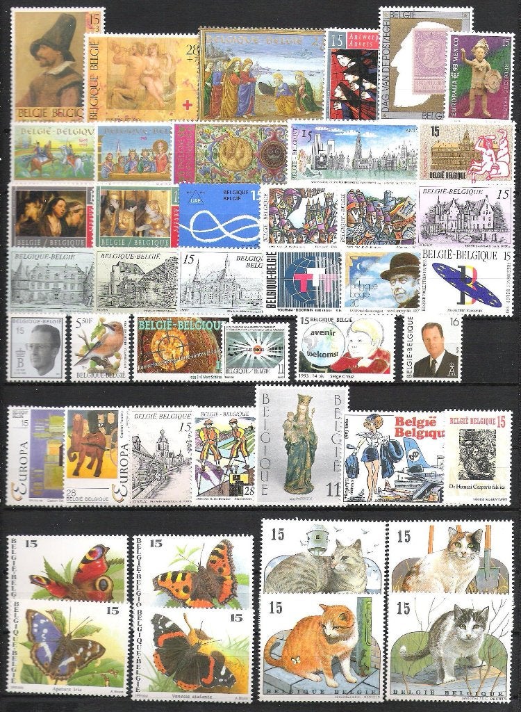 Belgie: jaartal 1993 + blok 68 + boekje 24 .postfris  netto, Neuf, Enlèvement ou Envoi, Gomme originale, Non oblitéré