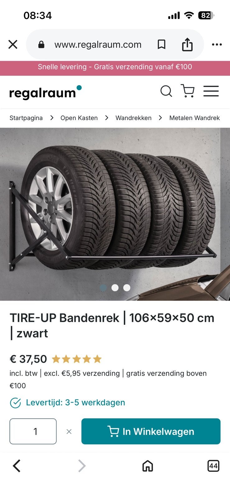 Bandenrek hangend, Auto-onderdelen, Ophalen, 175 mm, Banden en Velgen, Nieuw