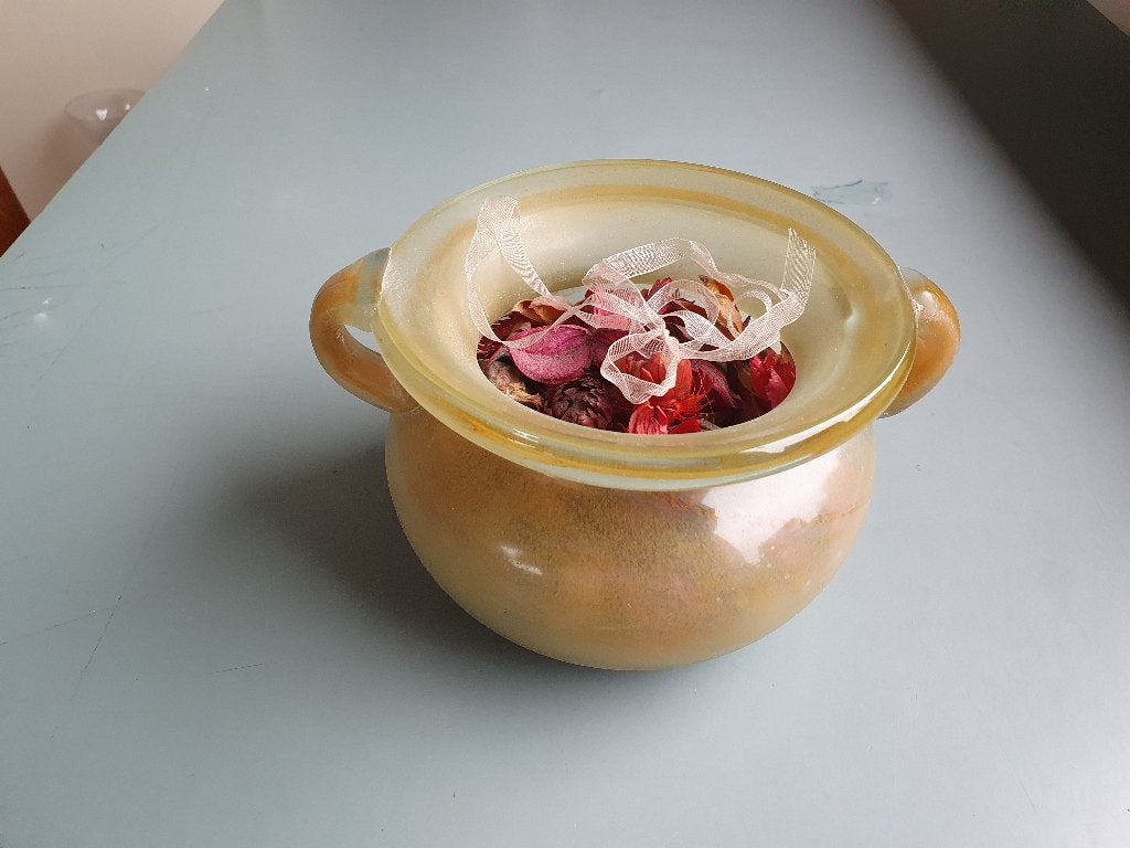 Beau pot/vase vintage soufflé à la main avec oreilles, Antiquités & Art, Enlèvement ou Envoi