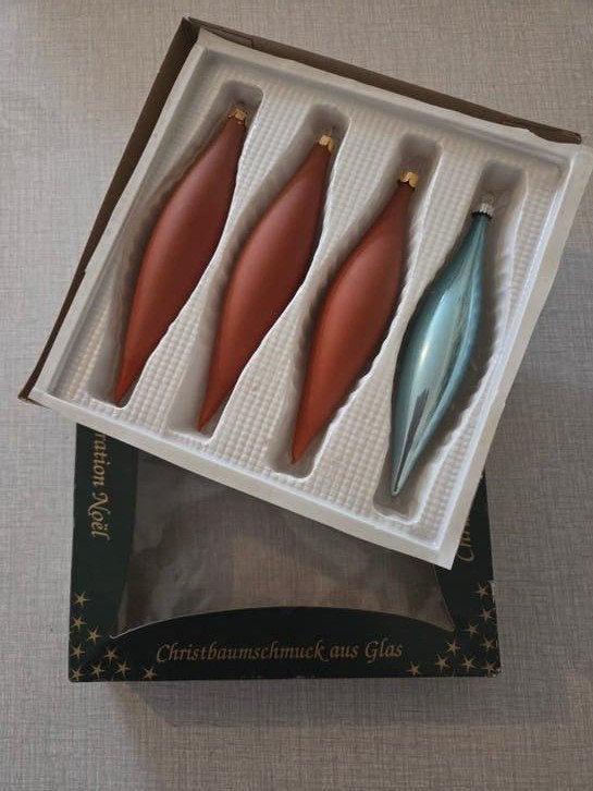 4 vintage glazen kerstpegels., Ophalen of Verzenden, Gebruikt