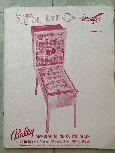 BALLY BINGO HIGH FLYER MANUEL AVEC SCHÉMA, Collections, Machines | Machines à sous, Enlèvement ou Envoi, Comme neuf