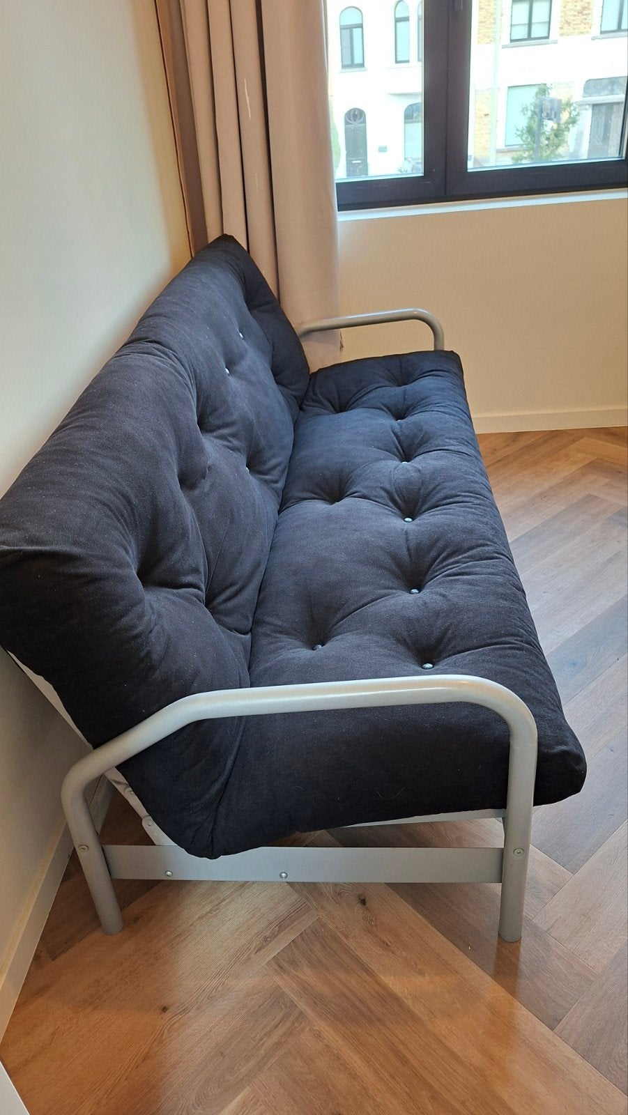 Canapé-lit noir. 120 cm x 200 cm., Maison & Meubles, Enlèvement, Utilisé, 200 cm, 120 cm