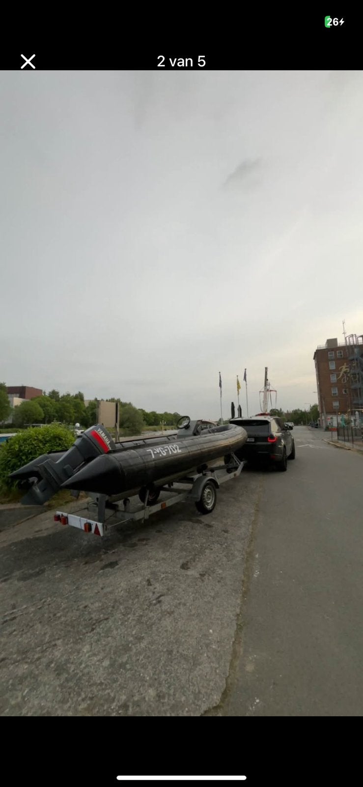 Zodiac rib 5 meter met yamaha 48 pk moter . Trailer incl, Ophalen, Zo goed als nieuw, Stuurconsole, Yamaha
