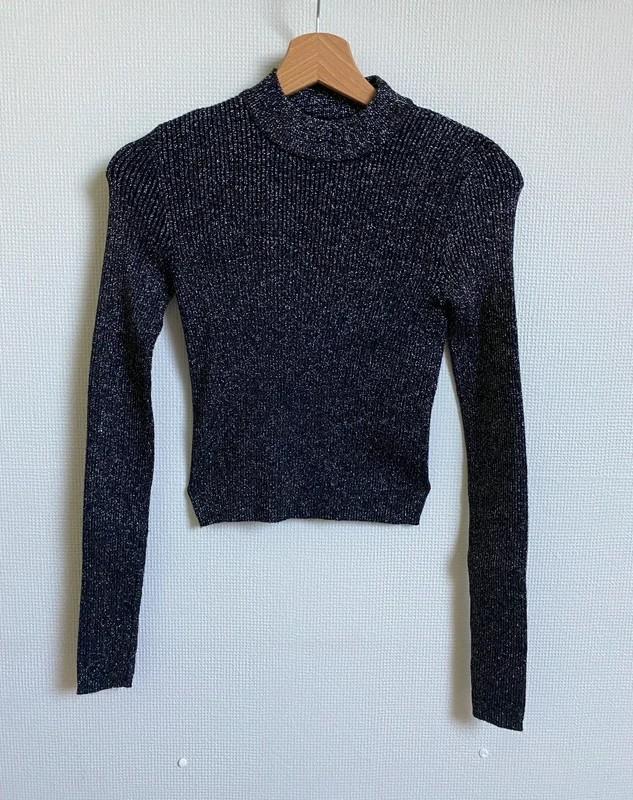 Zwart coltruitje glitter - Bershka - maat S, Verzenden, Zwart, Bershka, Lange mouw