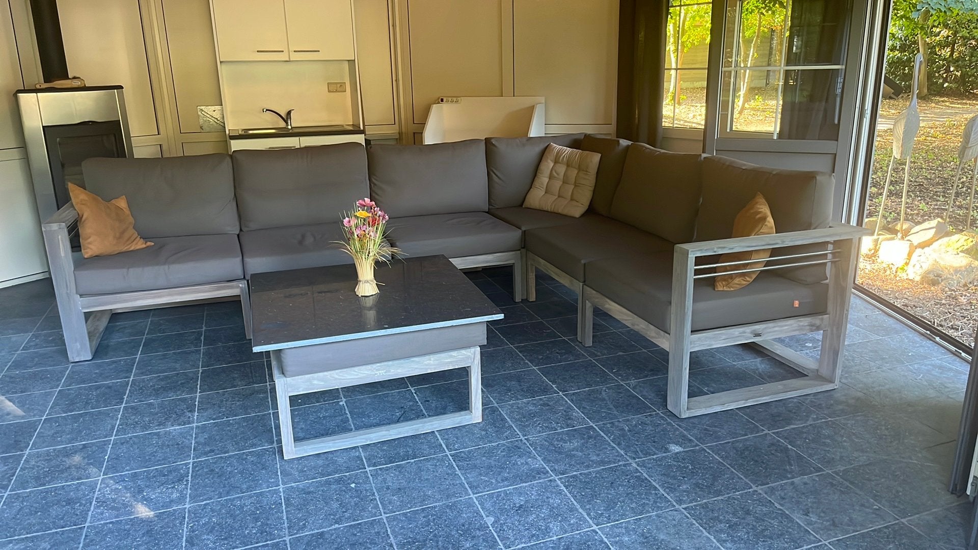 Loungeset 6 delig met  tafeltje/ extra zit, Ophalen, Zo goed als nieuw, Loungeset