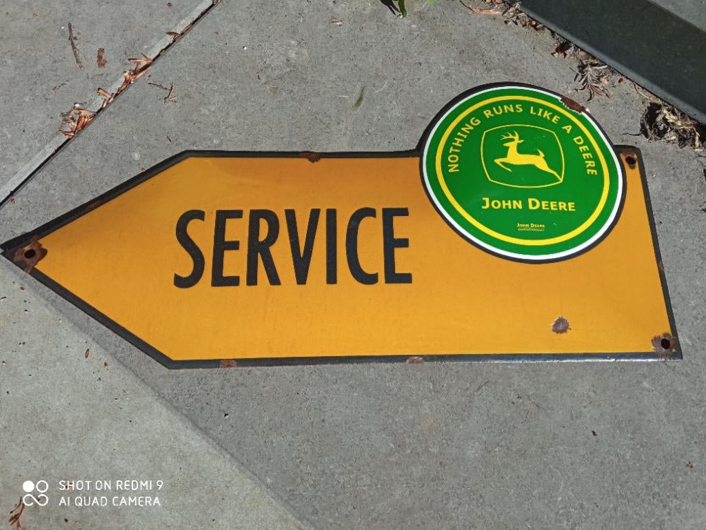 Emaille bord van John Deere Service, Verzamelen, Ophalen of Verzenden, Gebruikt