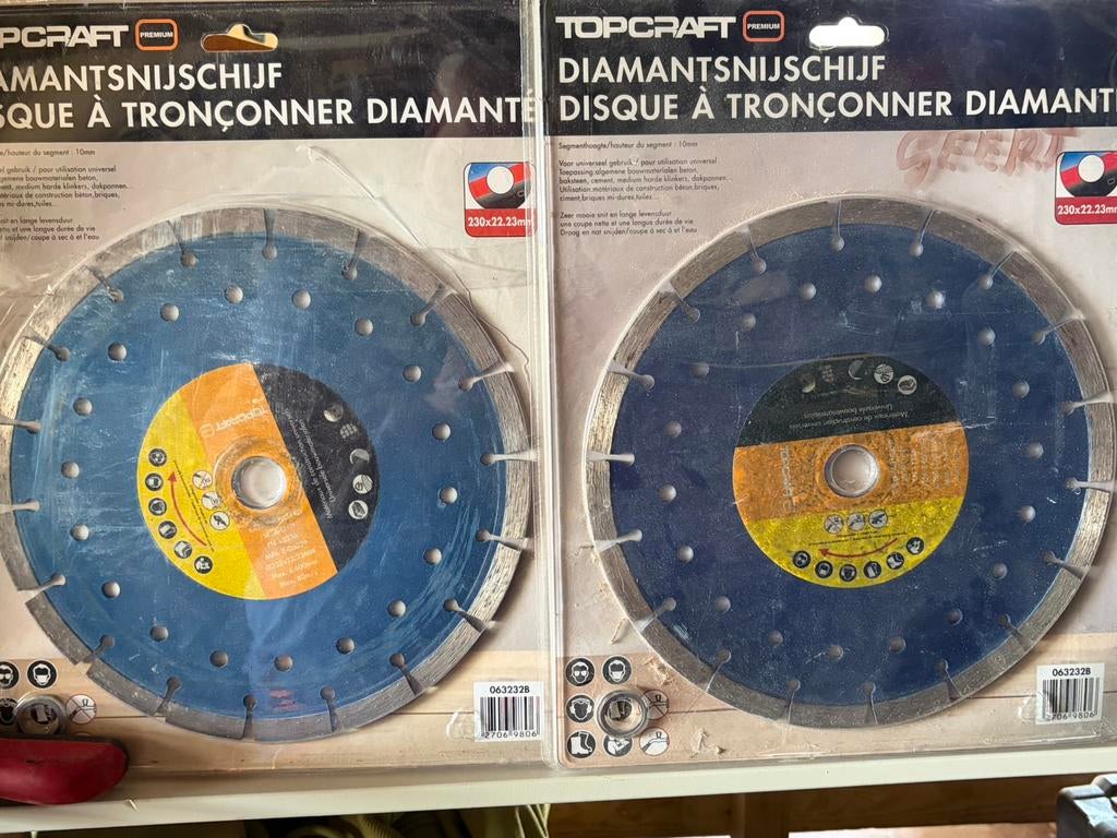 Diamant slijpblad 2 stuks, Doe-het-zelf en Bouw, Gereedschap | Slijpmachines, Ophalen of Verzenden, Zo goed als nieuw