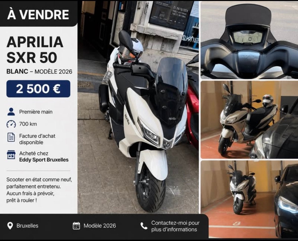 Scooter Aprillia SXR 50cc 2026 Blanc, Particulier, Neuf, Scooter