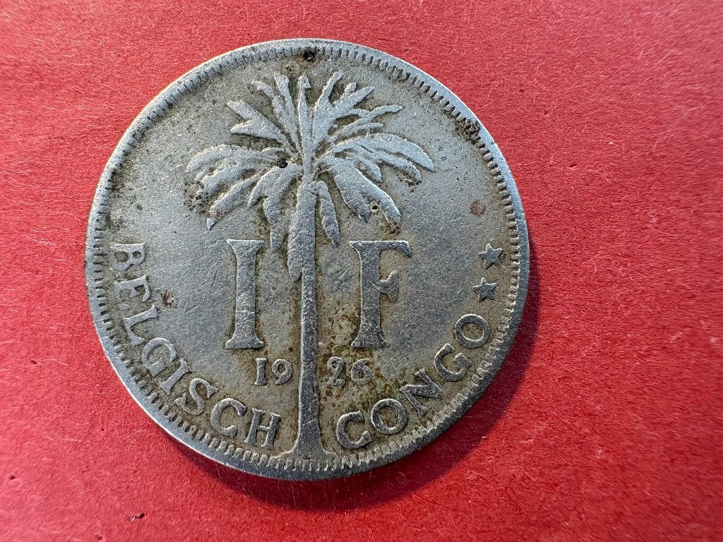 Belgisch Congo - 1 Frank 1926 NL (#272#), Postzegels en Munten, Ophalen of Verzenden, Overige landen, Losse munt