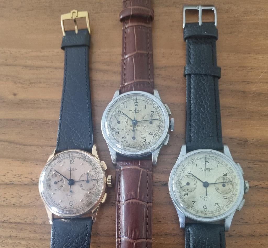 Lot chrono Universal, Montre-bracelet, Autres marques, Avec bracelet, 1930 à 1960