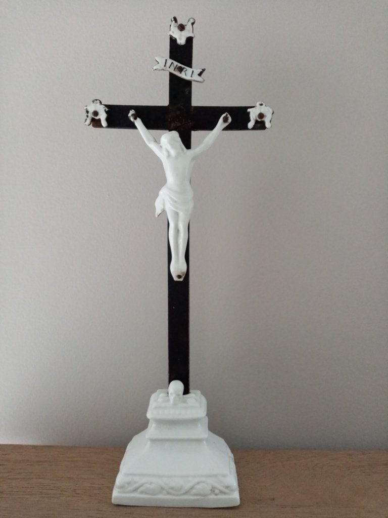 Crucifix corpus Christi in Brussels porselein (a), Collections, Enlèvement ou Envoi, Utilisé, Christianisme | Catholique
