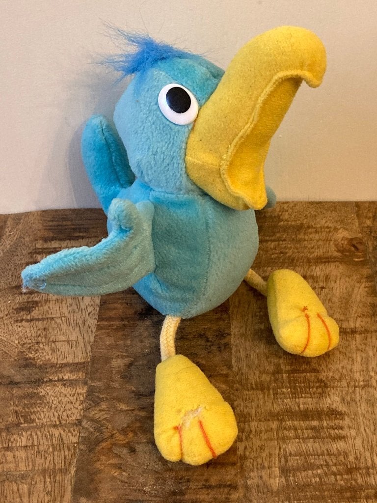 Knuffel blauwe vogel met grote gele snavel, Bleu, Enlèvement ou Envoi, Utilisé, Autres types