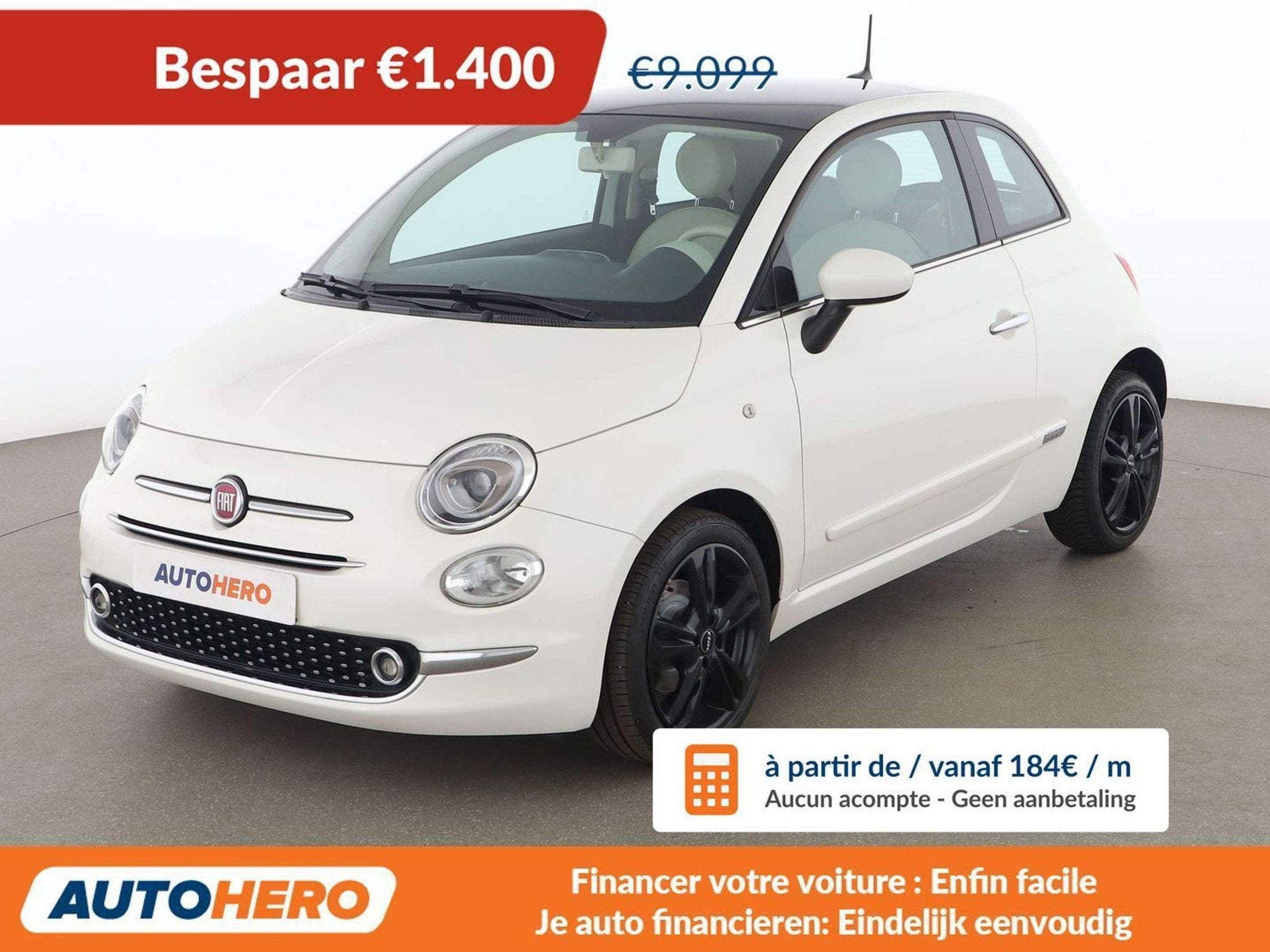 Fiat 500 1.2 Lounge (bj 2017), Auto's, Voorwielaandrijving, 4 zetels, Stof, 1242 cc