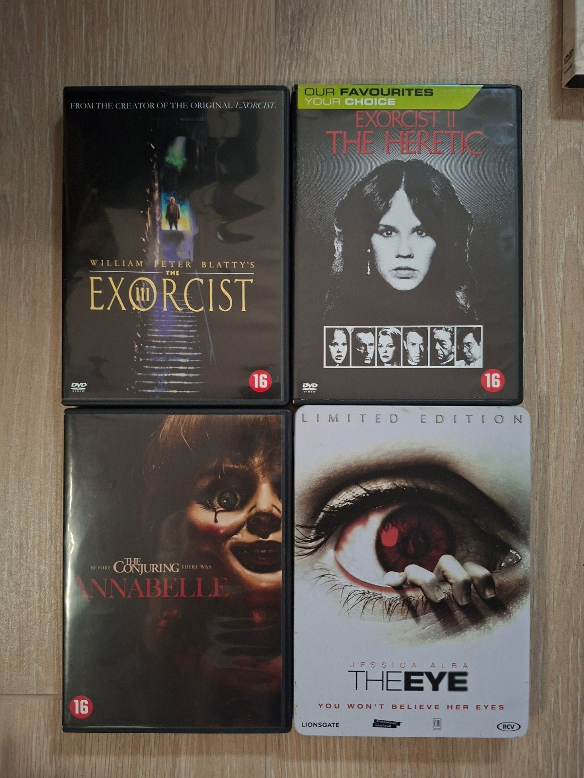 set van 4 Horror DVD's (o.a. Annabelle & The Eye Steelbook), Anglais, Autres genres, Néerlandais, Comme neuf