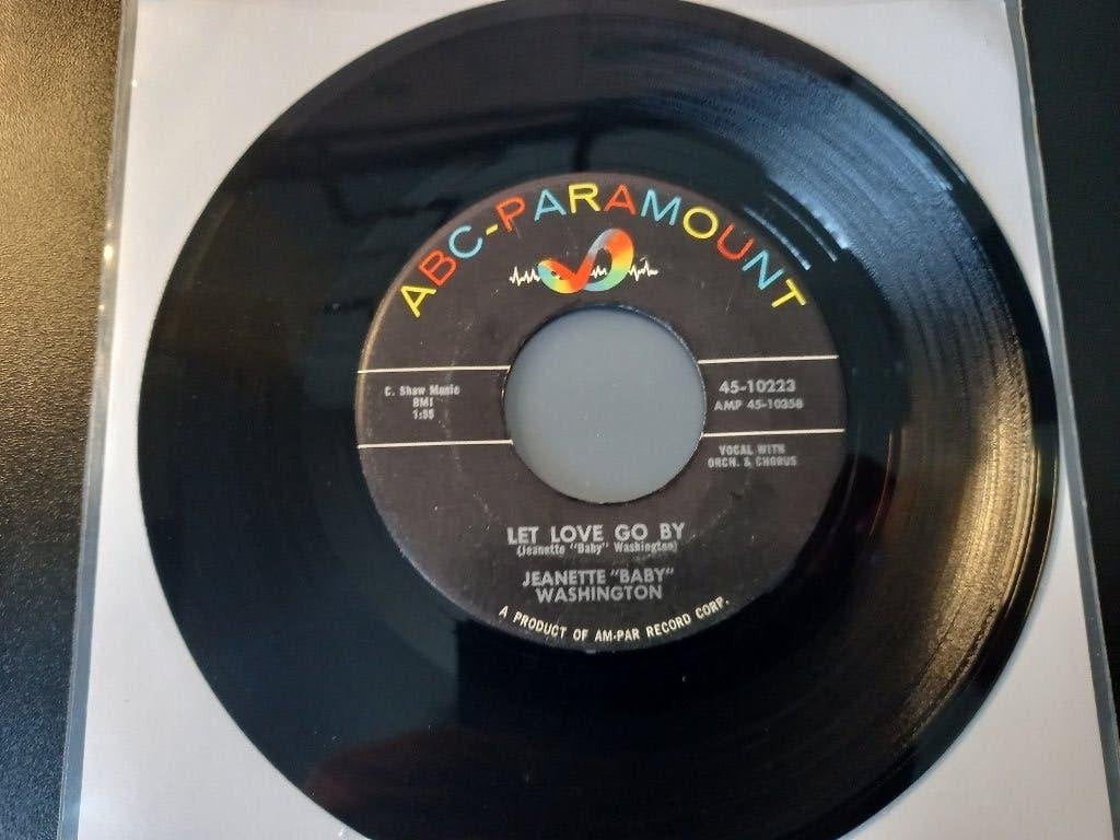 Jeanette « Baby » Washington - Let Love Go By '7 Popcorn, 7 inch, Comme neuf, Housse de protection extérieure, Autres types