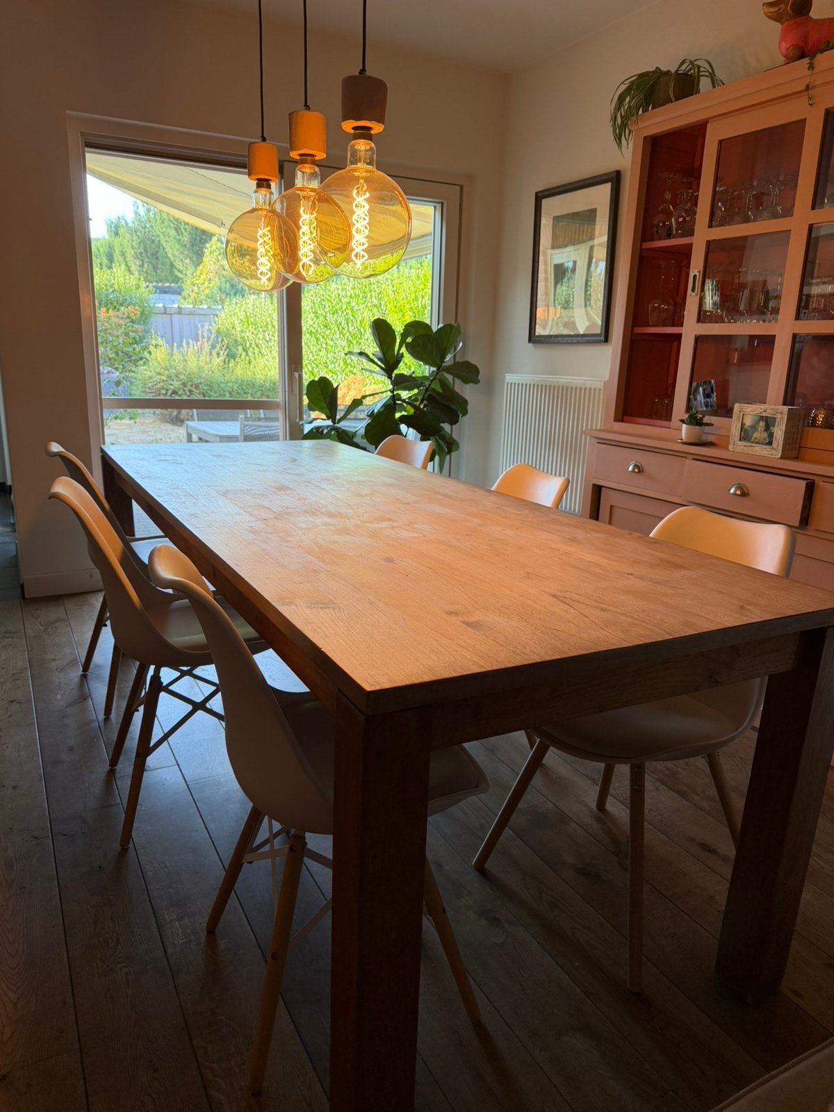 Teak Living Tafel 240  90 + Gratis Stoelen, Ophalen, Zo goed als nieuw