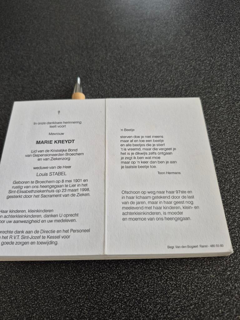 Bidprentjes Broechem, Ophalen of Verzenden