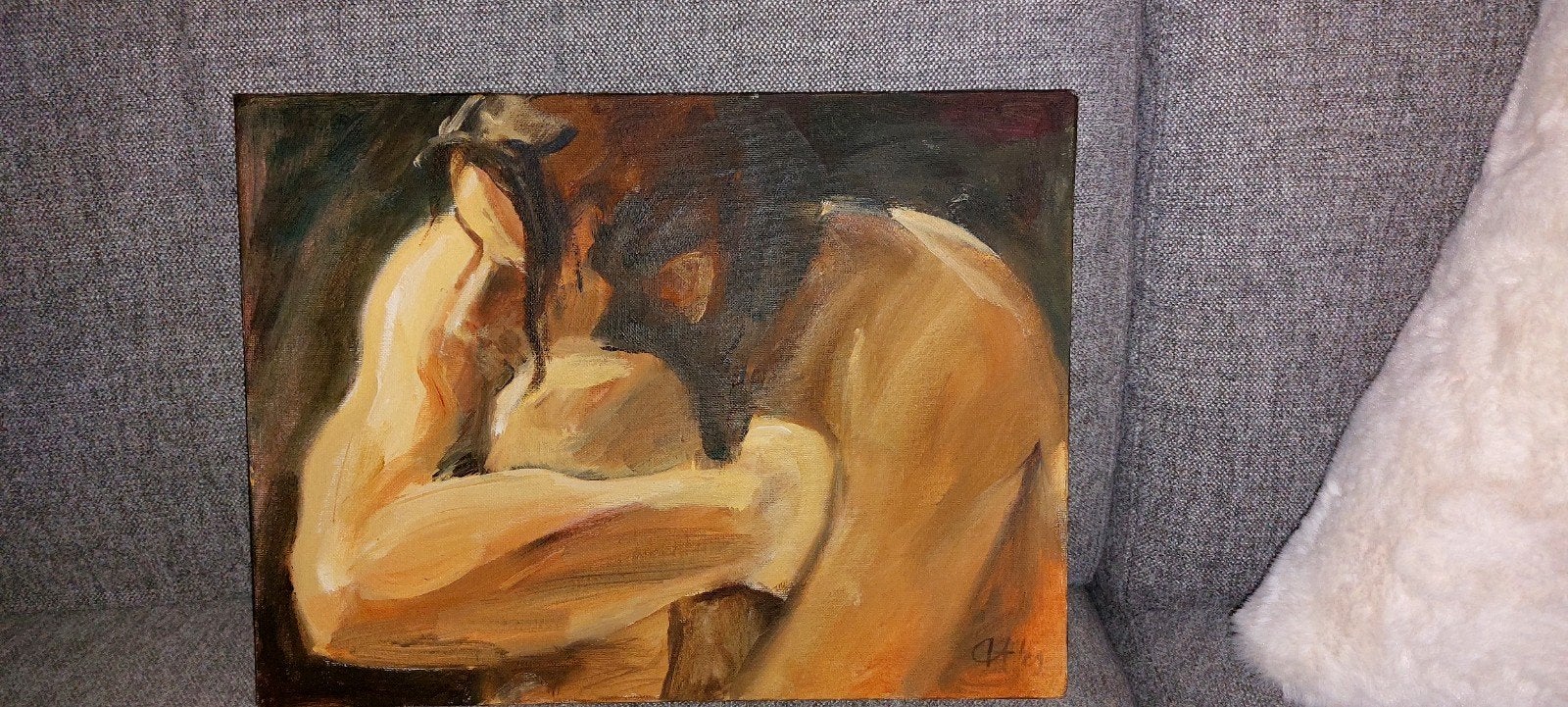 Peinture, Portrait ou Personnes, Peinture acrylique, Signé, Enlèvement