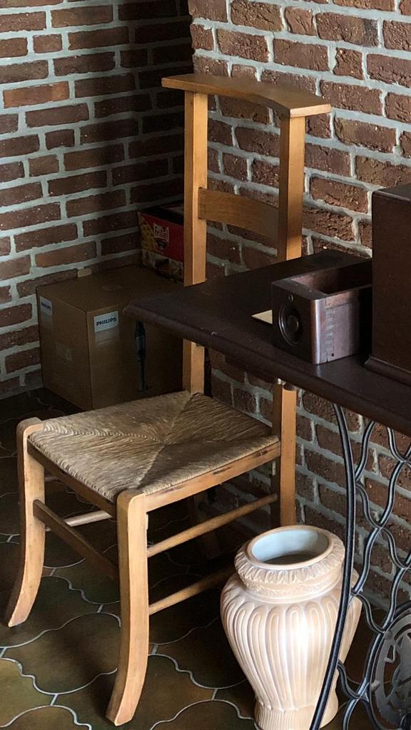 Houten kerkstoel met rieten zitting, Antiek en Kunst, Ophalen