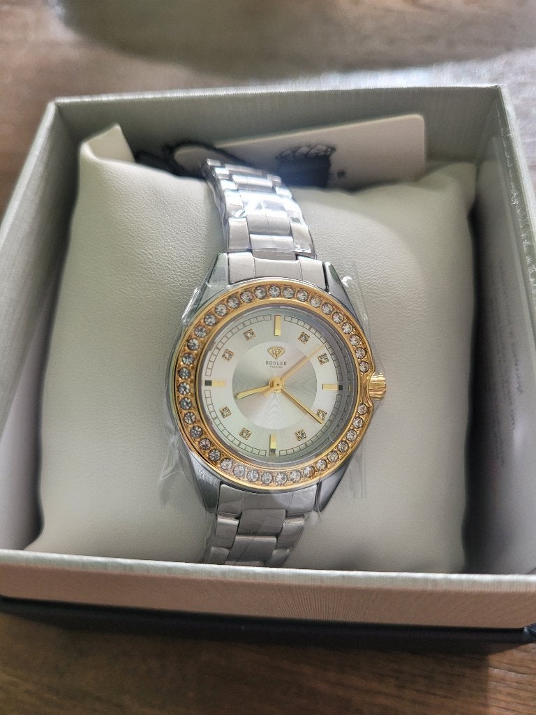 Nieuwe Hodler Bellinzona zilver - goud t.w.v € 349-,, Staal, Staal, Polshorloge, Nieuw