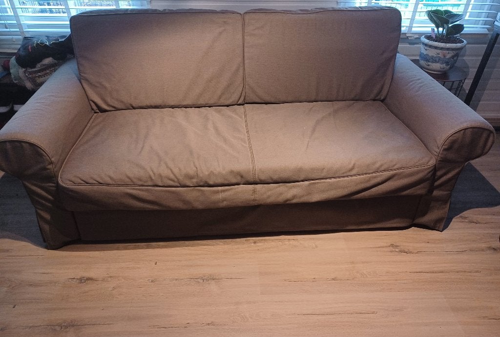 Slaapbank zetelbed 3p, Ophalen, Gebruikt, 90 cm, Bruin