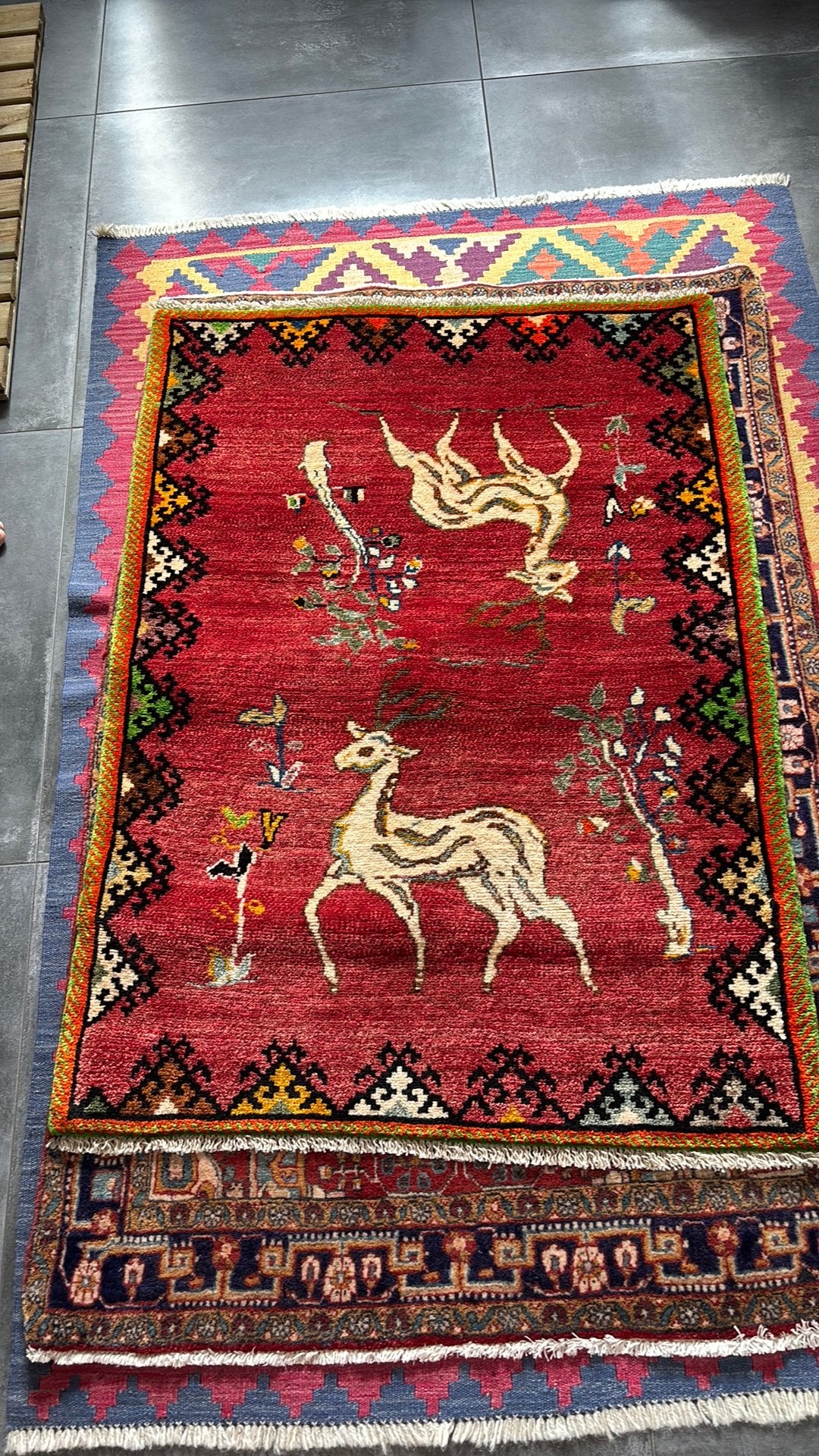 Tapis fait main persan, Maison & Meubles, Ameublement | Tapis & Moquettes, Rouge, 100 à 150 cm, Comme neuf, Enlèvement