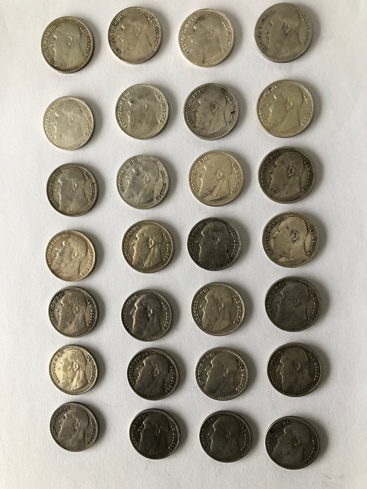 28 mooie zilveren 1 FR Leopold II, Ophalen of Verzenden, Zilver, Losse munt