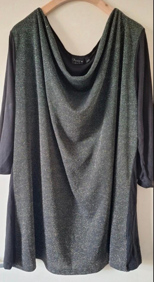 Tuniek zwart met glitters 54/56, Kleding | Dames, Grote Maten, Ophalen, Zo goed als nieuw, Zwart