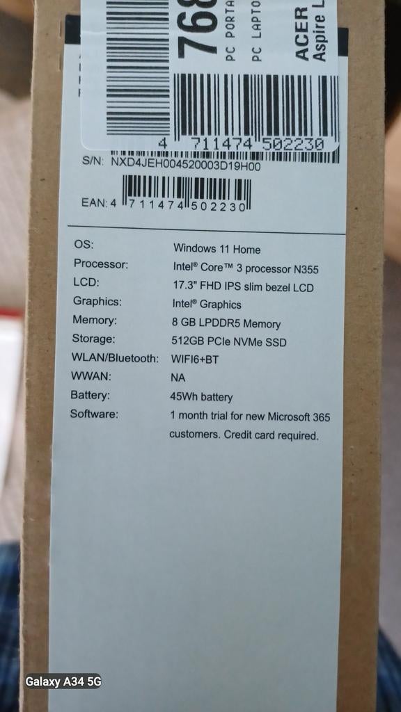 Laptop 17innch nieW nog in de doos, Ophalen