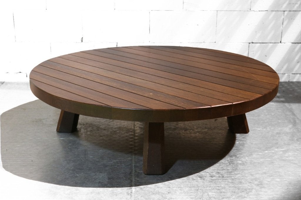 Massief wenge brutalist salontafel, vintage industrieel, Ophalen