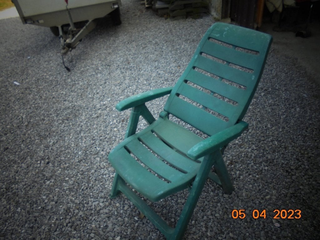 Fauteuil de terrasse et chaise vintage, Enlèvement, Utilisé, Pliant