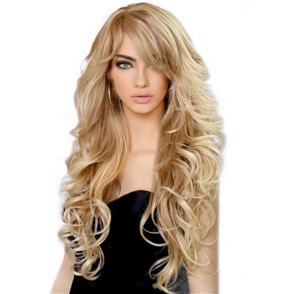Pruik lang haar met slagen model Vienna kleur T27/613, Verzenden, Nieuw