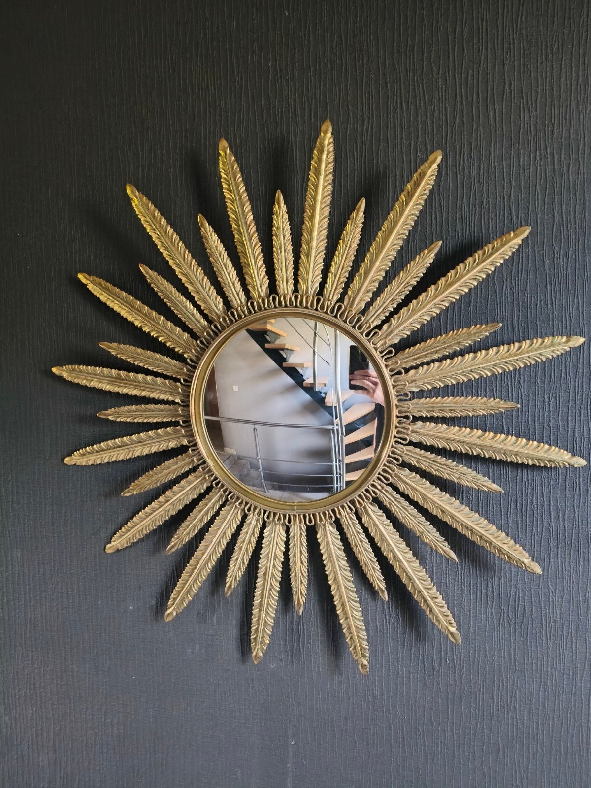 Miroir Soleil "Sorcière" Vintage Deknudt 55 cm – Années 60 v, Enlèvement ou Envoi