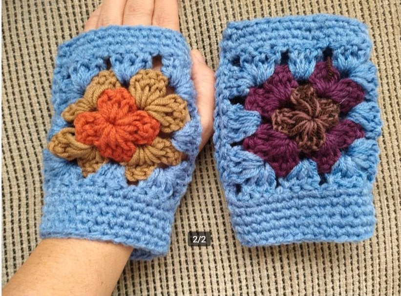 Blauwe handgemaakte granny square wanten h, Vêtements | Femmes, Envoi, Neuf, Gants