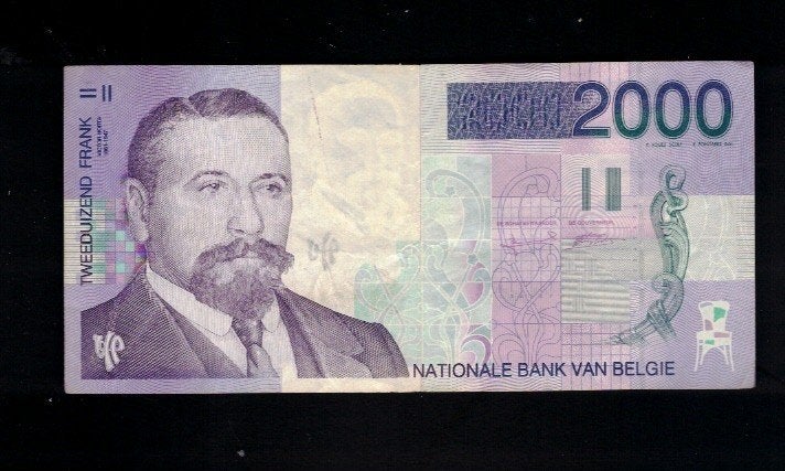 Bankbiljet België 2000 Frank  -  Victor Horta  -  3, Postzegels en Munten, Ophalen of Verzenden, Los biljet
