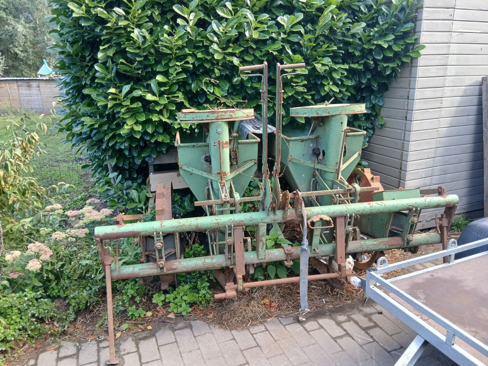 2 rij aardappelplanter, Ophalen