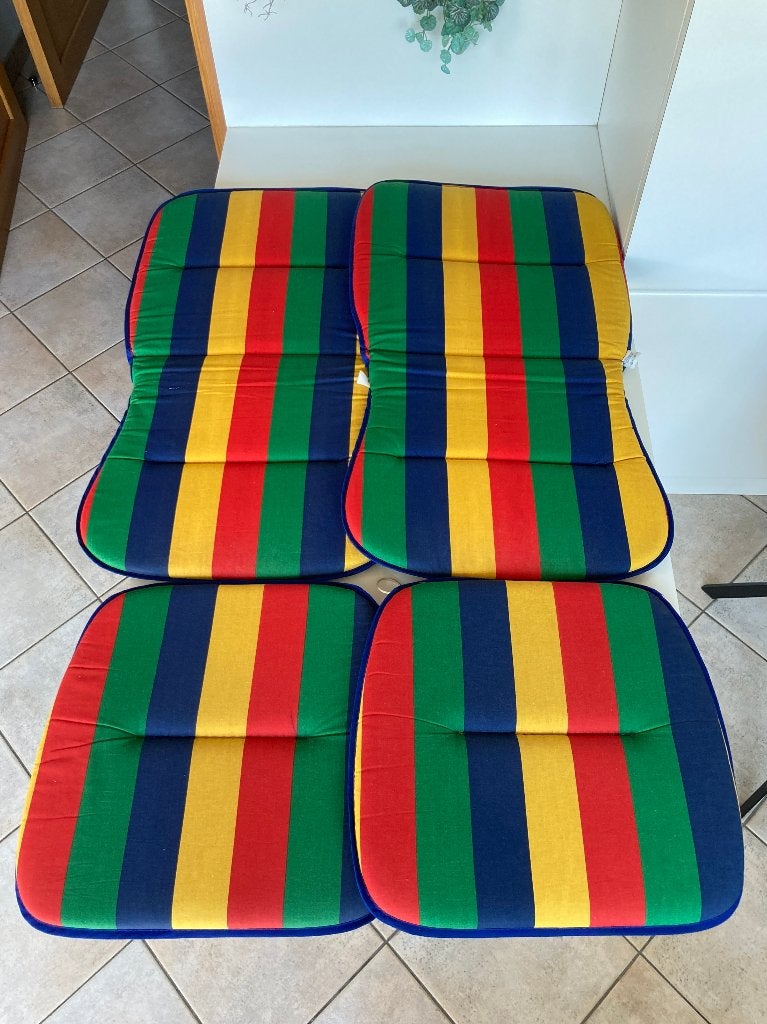Vintage tuinstoel kussens van Dekosun, Huis en Inrichting, Overige merken, Meerkleurig, Met bevestigingsbandjes, Ophalen of Verzenden
