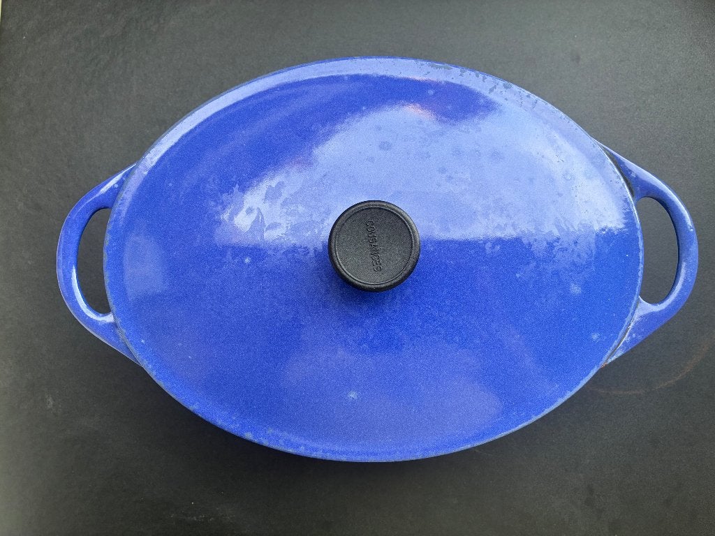 Cousances - Le Creuset : ovale blauwe kookpot, Huis en Inrichting, Keuken | Potten en Pannen, Kookpan of Snelkookpan, Gebruikt