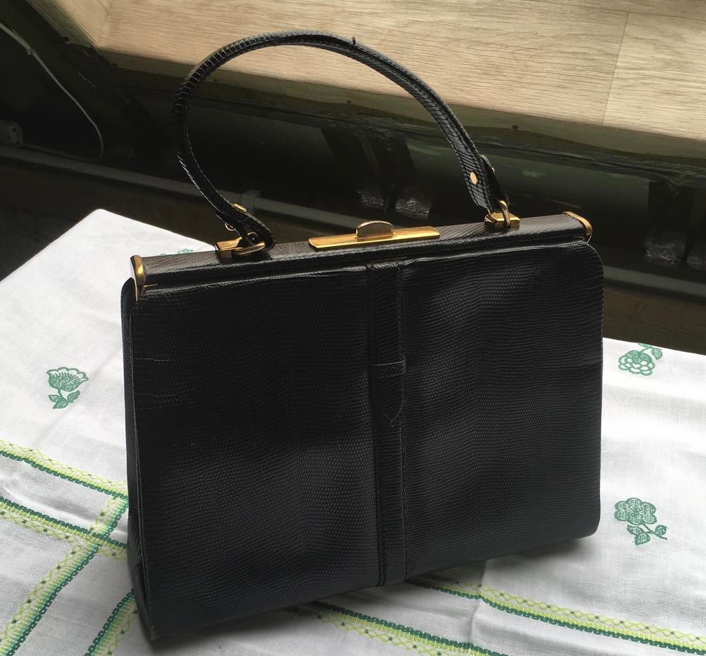Sac à main lézard vintage, Enlèvement, Noir, Sac à main