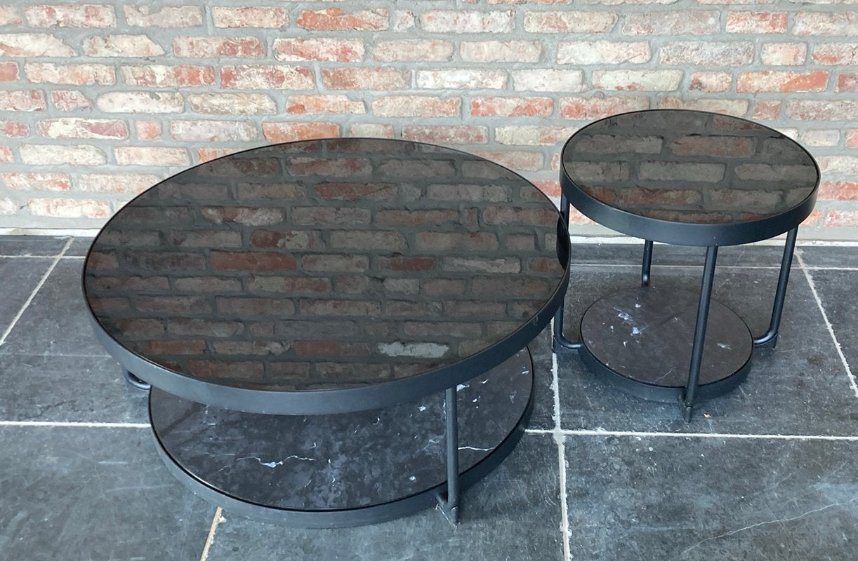 Set zwarte glazen salontafel, Enlèvement, Utilisé, Verre