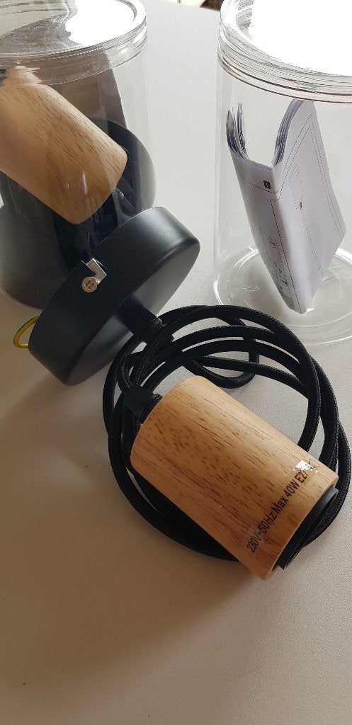 2 lampes cylindriques modernes, Maison & Meubles, Enlèvement ou Envoi, Neuf, Bois, E27 (grand)