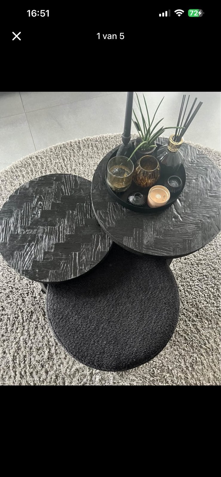 Visgraat bijzettafel salontafel, Huis en Inrichting, Woonaccessoires | Etagères, Ophalen, Zo goed als nieuw, Hout