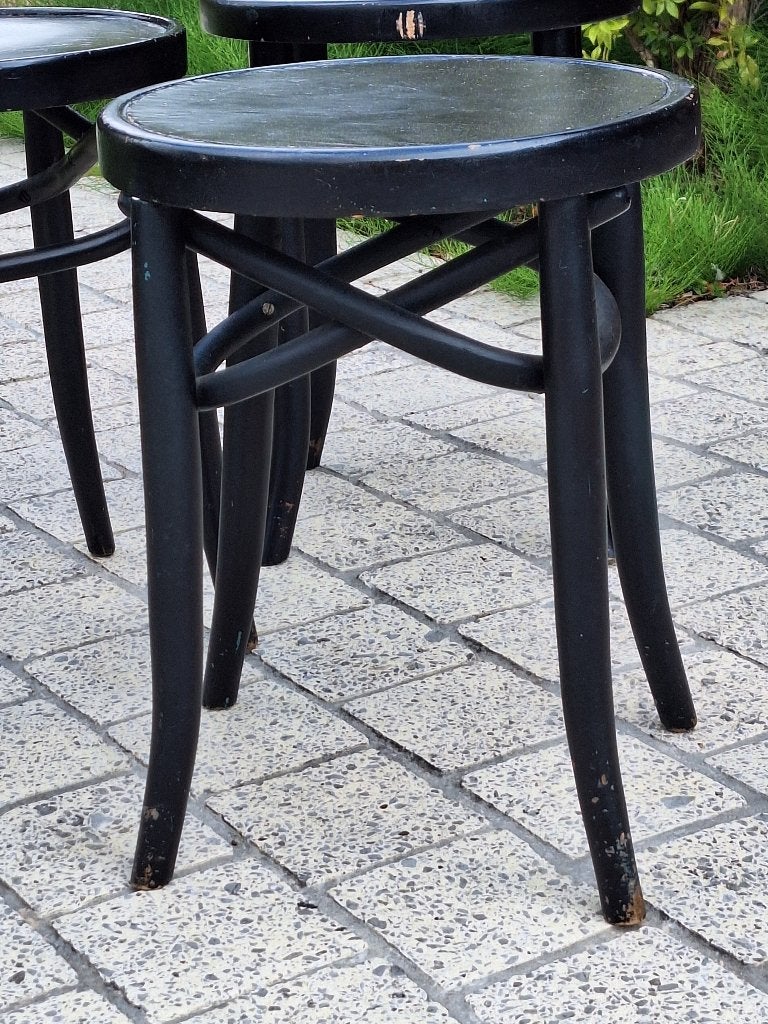 4 Tabourets de bistrot noirs vintage – Style Thonet, Antiquités & Art, Enlèvement