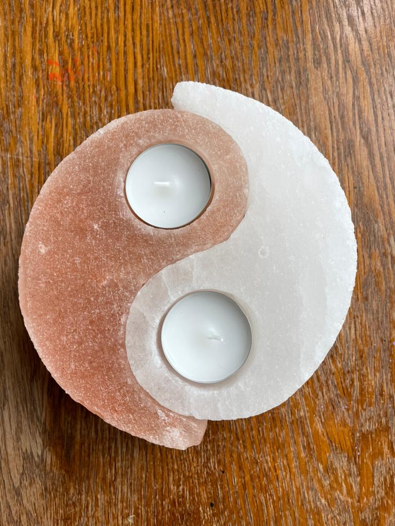 Zoutsteen yin yang theelichthouder, Ophalen, Nieuw